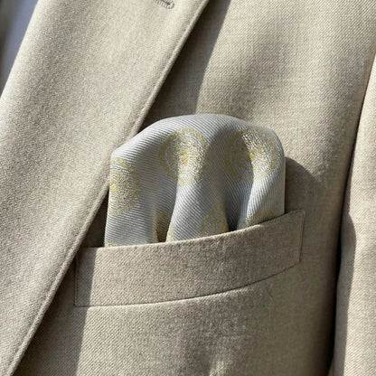 Medusa Pocket Square Grey & Gold by OFL Ties
