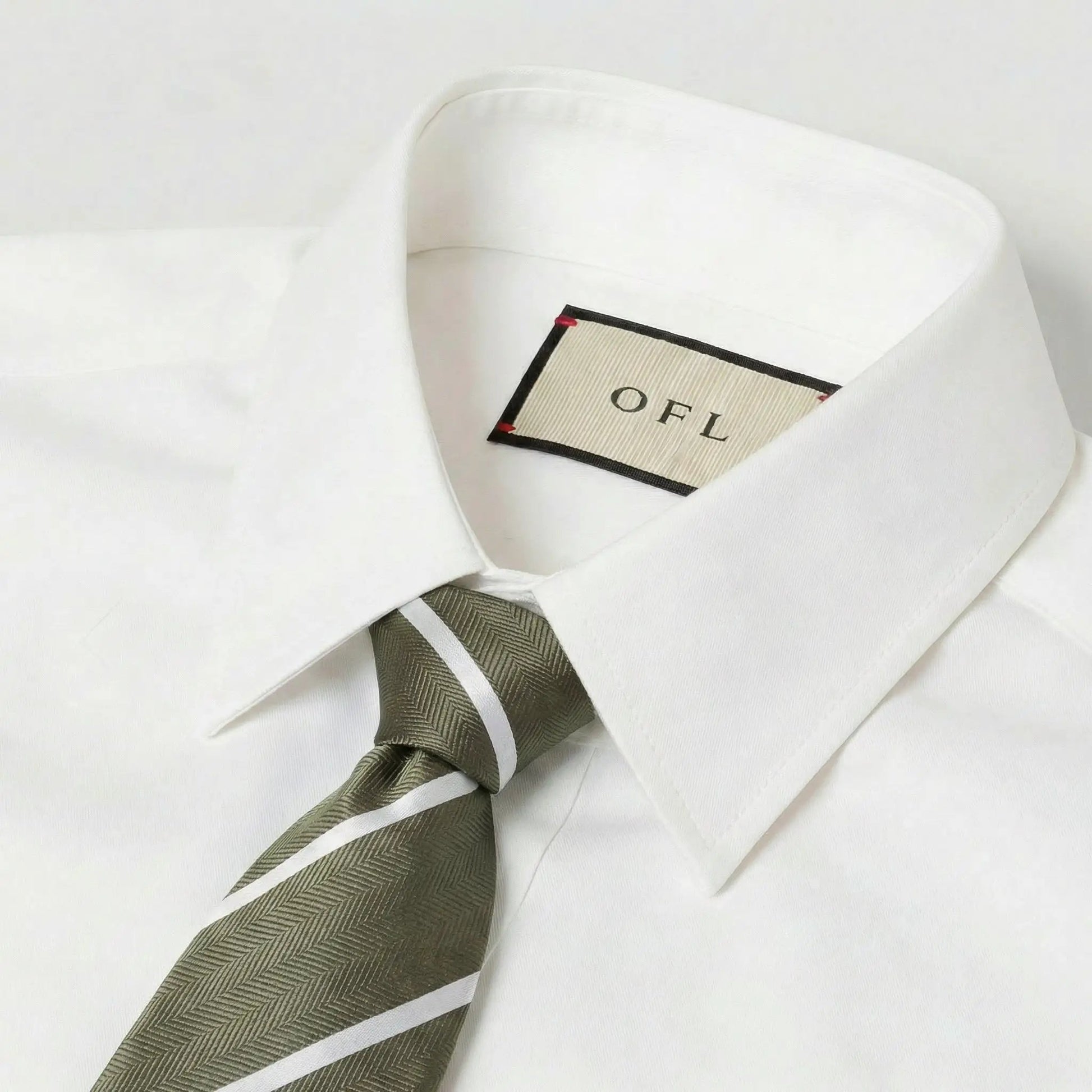 Khaki & White Stripe Tie - Hawksmoor Edit by OFL Ties