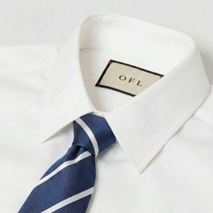 Navy Blue & White Stripe Tie - Hawksmoor Edit by OFL Ties