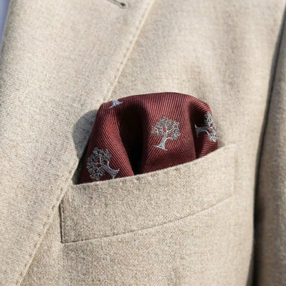 Tree Pocket Square Brown & White by OFL Ties