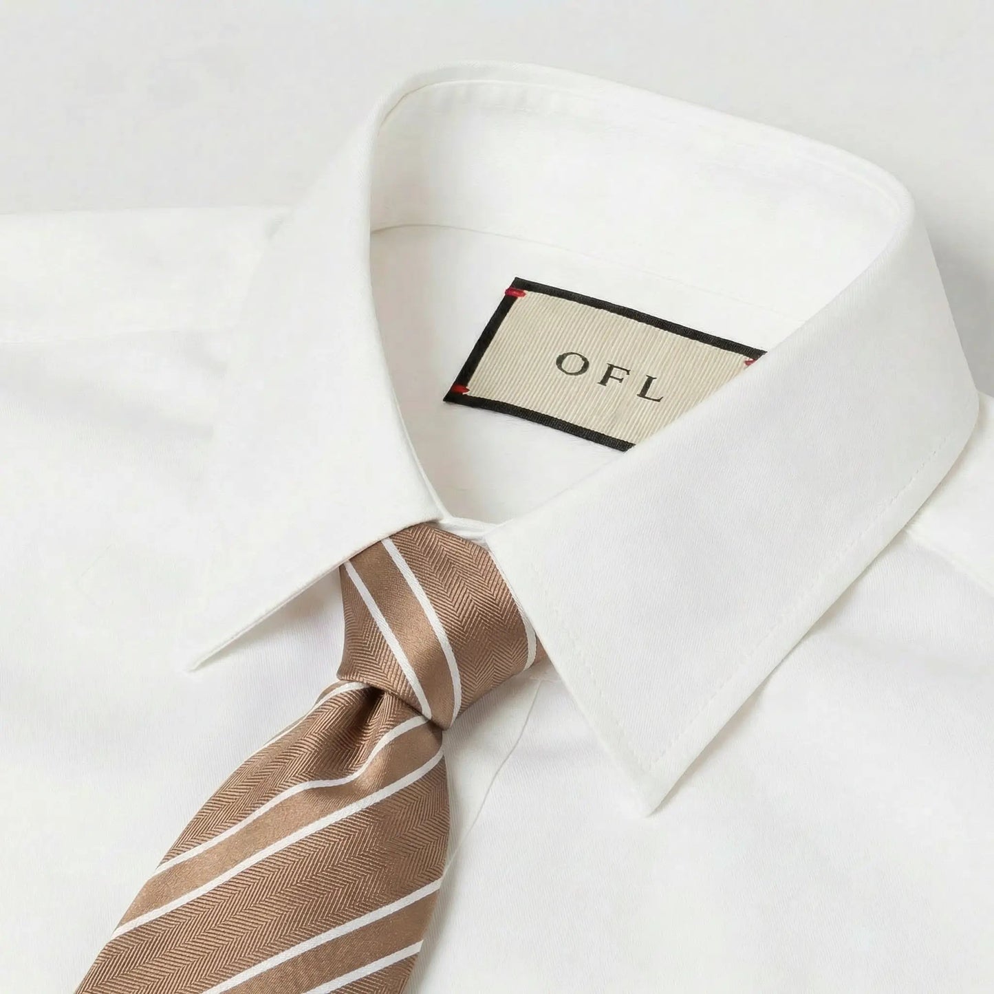 Mocha & White Stripe Tie - Charleston Edit by OFL Ties