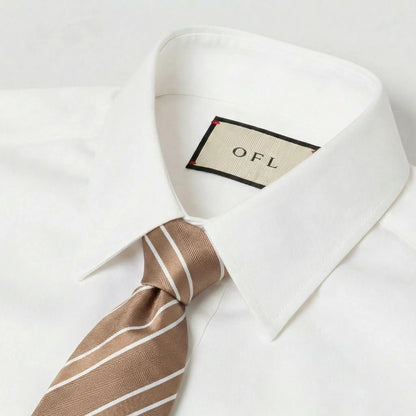 Mocha & White Stripe Tie - Charleston Edit by OFL Ties