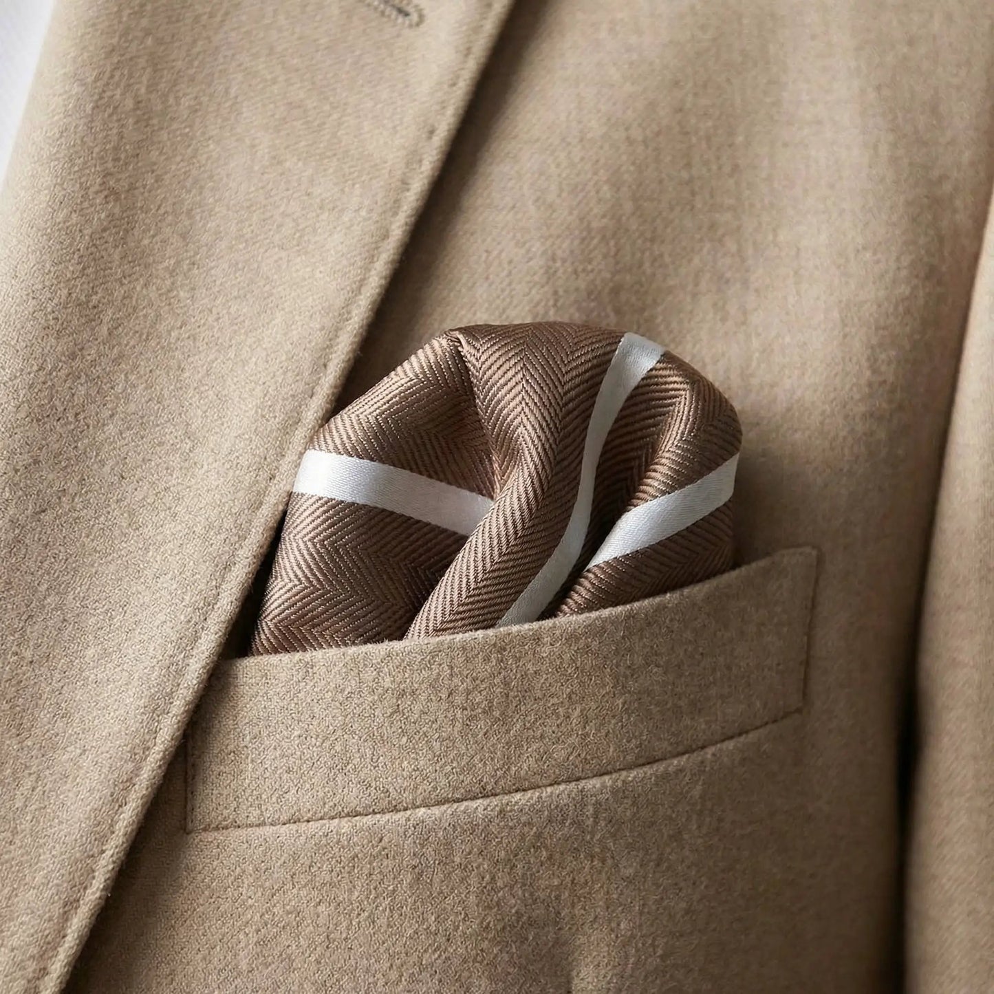 Mocha & White Stripe Pocket Square - Hawksmoor Edit by OFL Ties