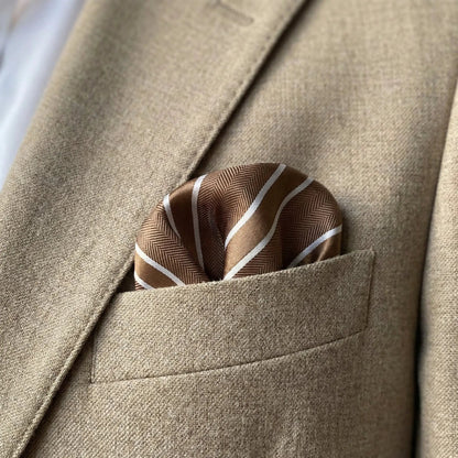 Mocha & White Stripe Pocket Square - Charleston Edit by OFL Ties