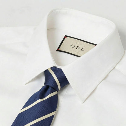 Navy Blue & Pale Yellow Stipe Tie - Hawksmoor Edit by OFL Ties