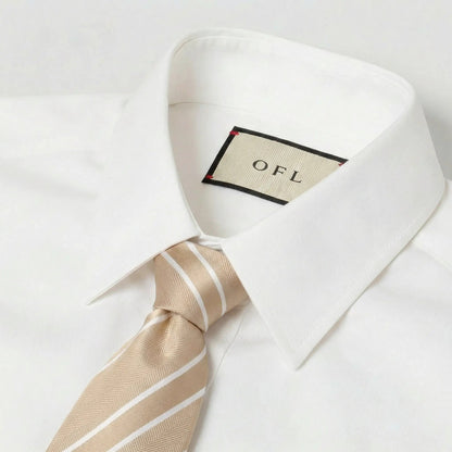 Beige & White Stripe Tie - Charleston Edit by OFL Ties