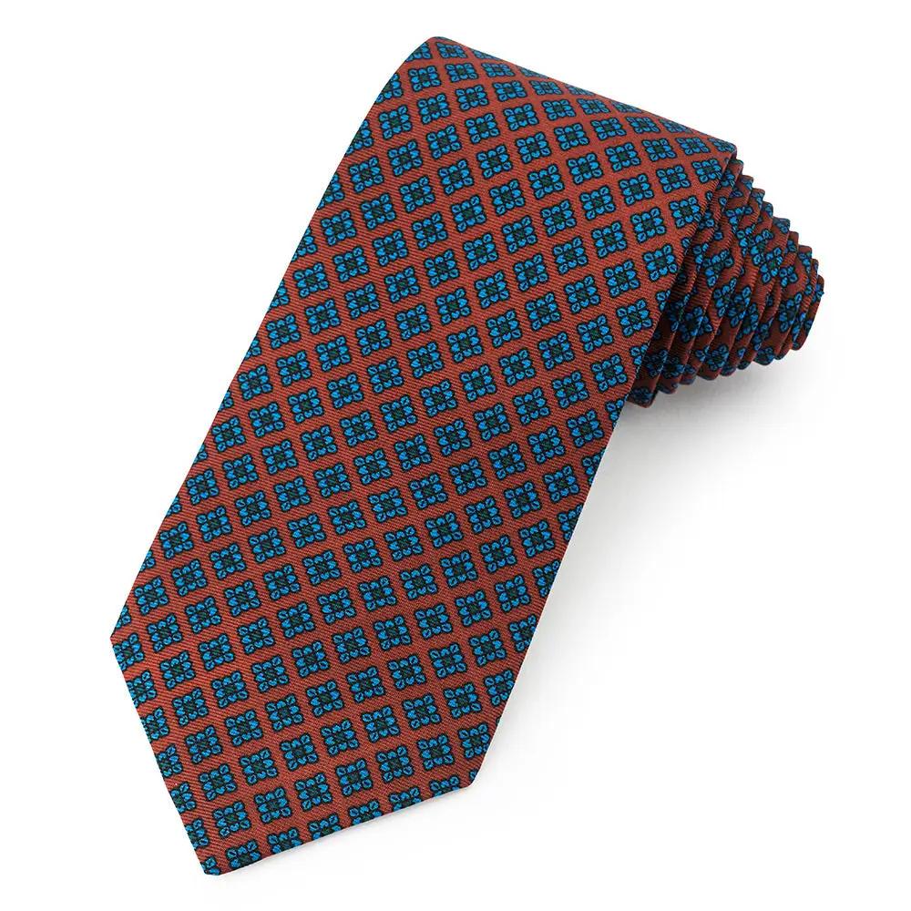 Floral Ancient Madder Silk Tie In Brown by Benson & Clegg