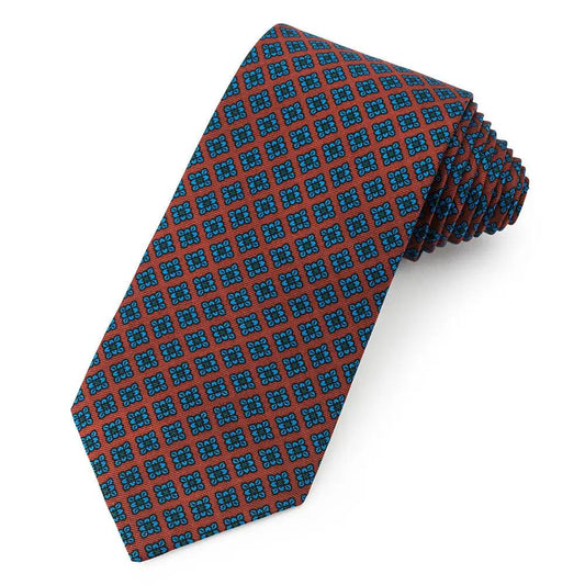 Floral Ancient Madder Silk Tie In Brown by Benson & Clegg
