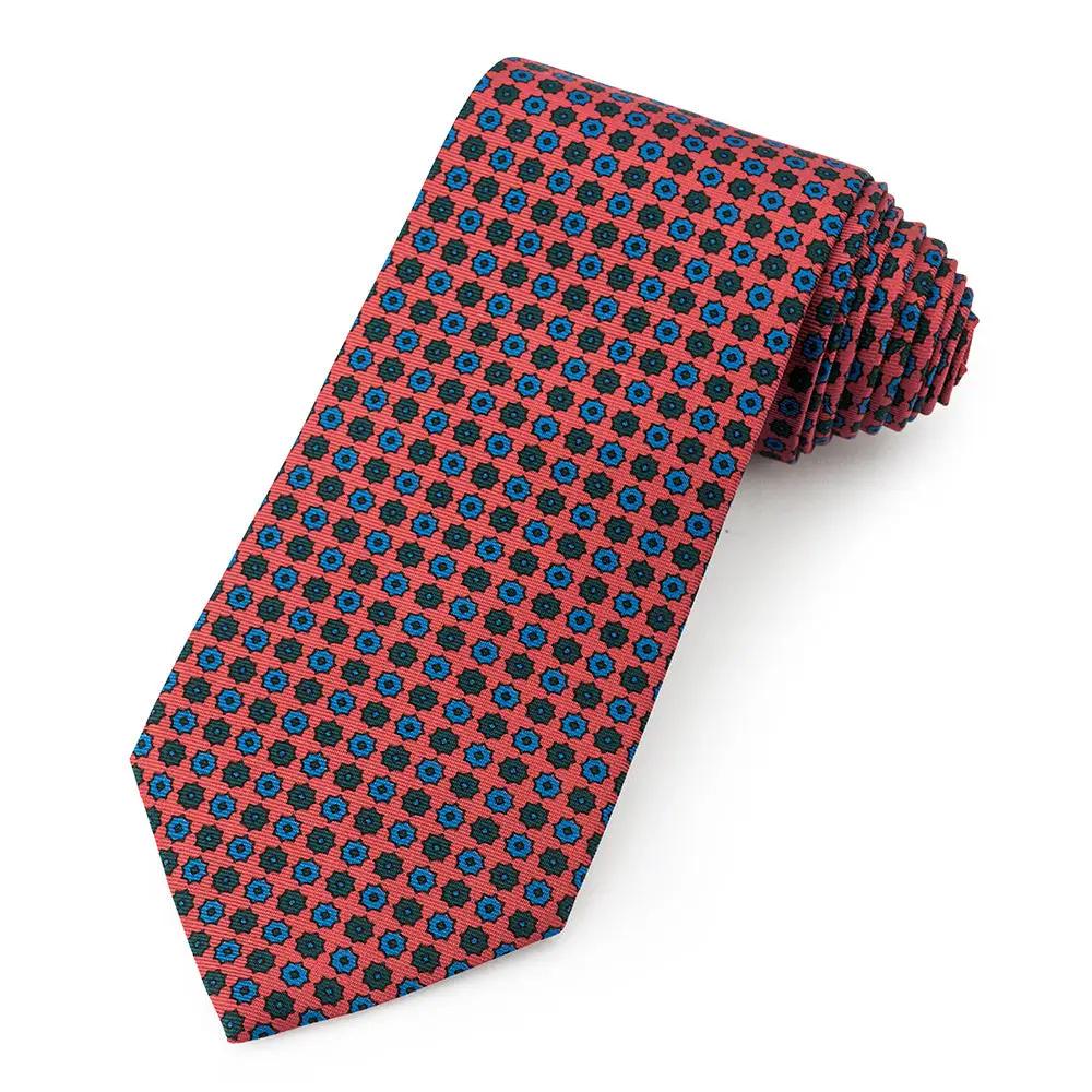 Mini Star Ancient Madder Silk Tie In Burnt Orange by Benson & Clegg