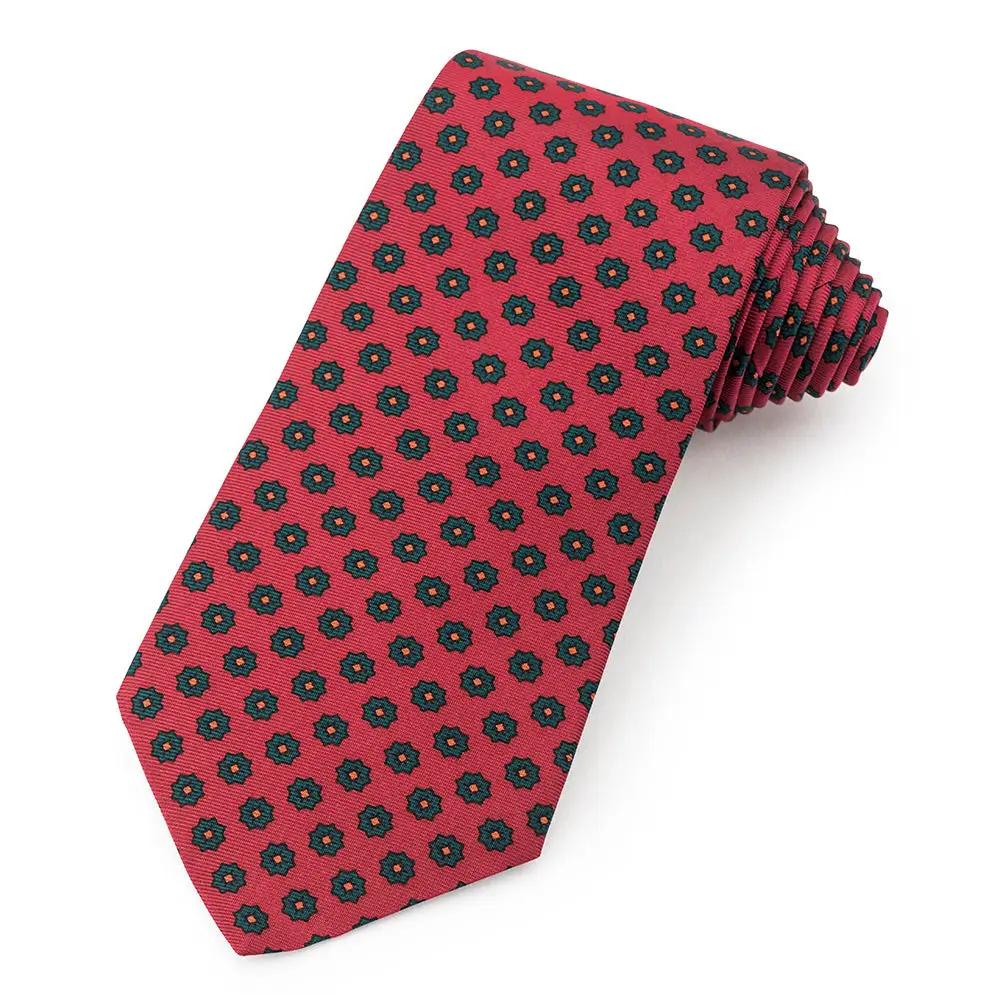 Star Ancient Madder Silk Tie In Red by Benson & Clegg