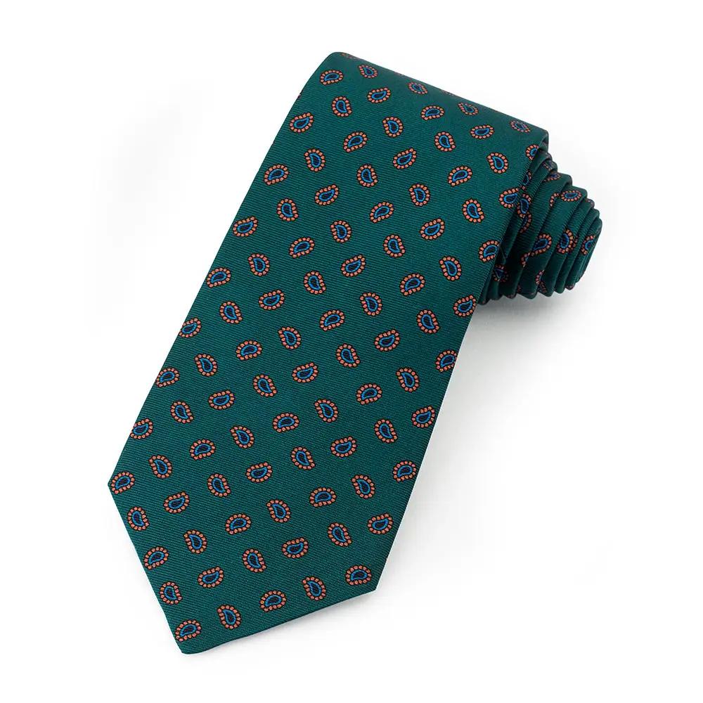 Teardrop Ancient Madder Silk Tie In Green by Benson & Clegg