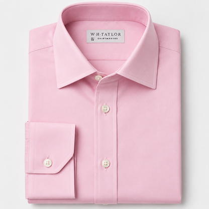 WH Taylor Shirtmakers Plain Pink Poplin Men's Bespoke Shirt by whtshirtmakers.com