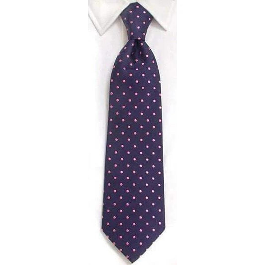 Handmade Navy & Pink Spot Silk Tie by whtshirtmakers.com