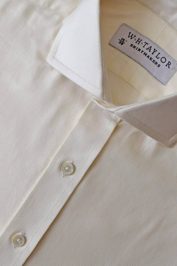 W.H Taylor shirtmakers Cream Herringbone Stripe Bespoke Shirt