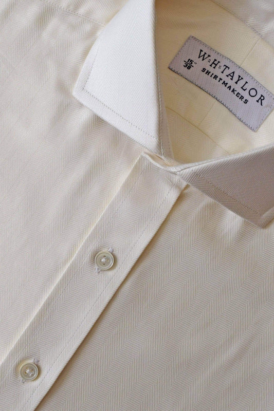 Cream Herringbone Stripe Ladies Bespoke Shirt - whtshirtmakers.com