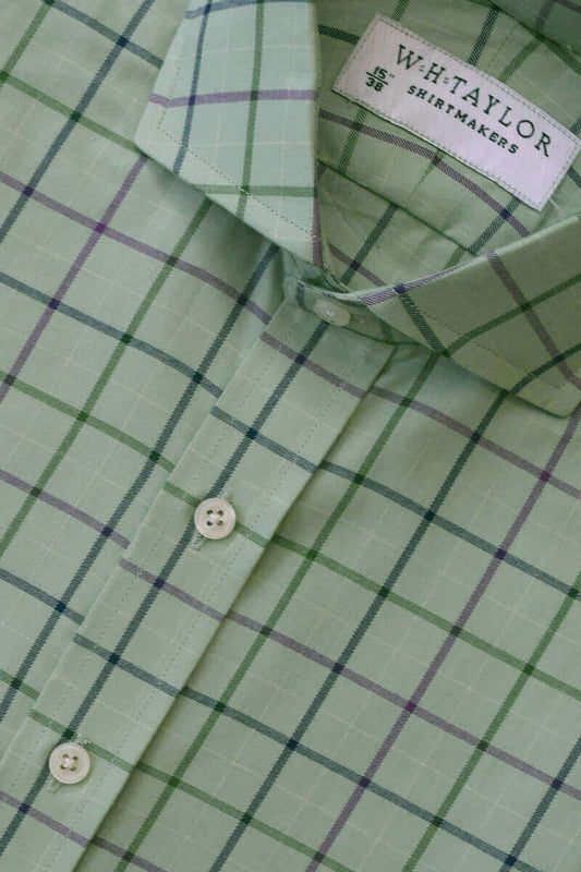 Green, Navy & Plum Plaid Check Twill Ladies Bespoke Shirt - whtshirtmakers.com