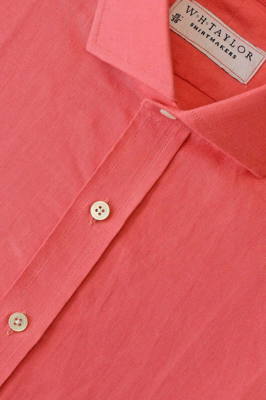 Plain Coral Linen Ladies Bespoke Shirt - whtshirtmakers.com
