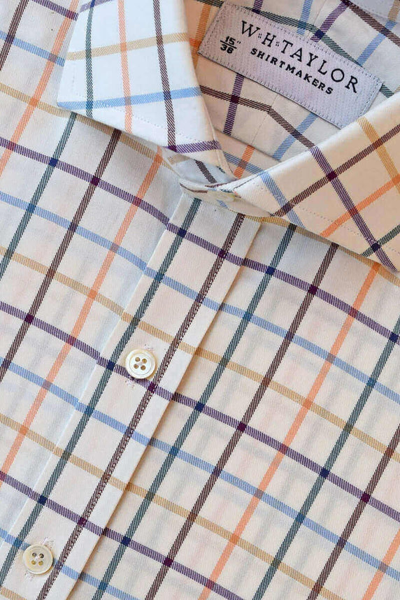 W.H Taylor shirtmakers Multi-Coloured Large Check Twill Bespoke Shirt