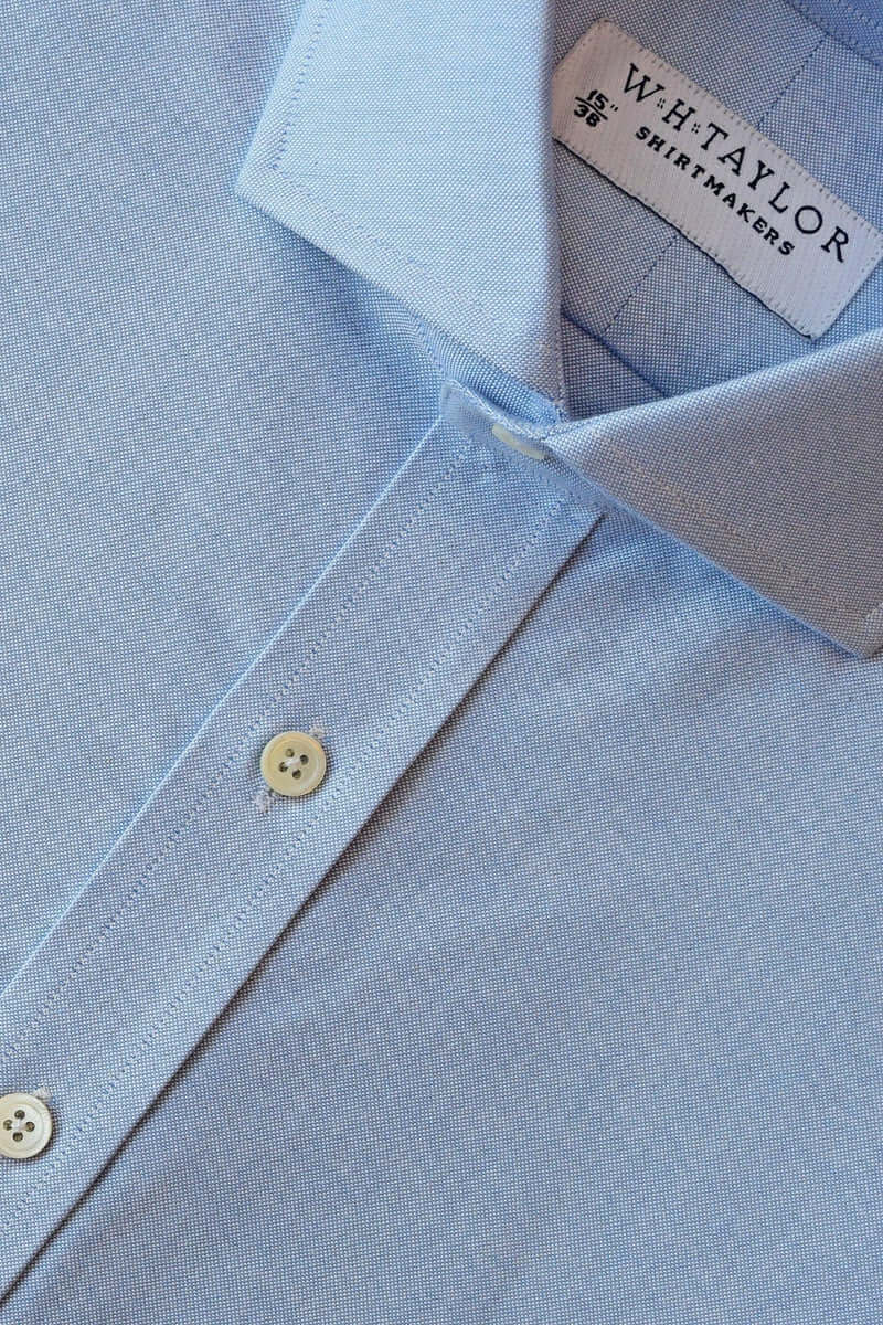 Plain Blue Oxford Weave Men's Bespoke Shirt - whtshirtmakers.com