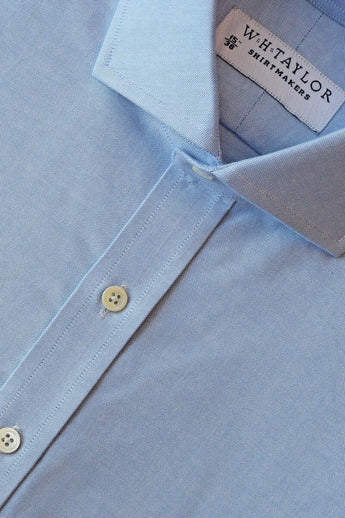 W.H Taylor shirtmakers Plain Blue Oxford Weave Bespoke Shirt