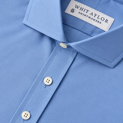Plain Pacific Blue Poplin Men's Bespoke Shirt - whtshirtmakers.com