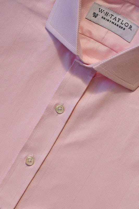 Pink Large Herringbone Stripe Men's Bespoke Shirt - whtshirtmakers.com