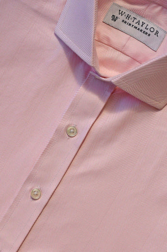 W.H Taylor shirtmakers Pink Large Herringbone Stripe Bespoke Shirt
