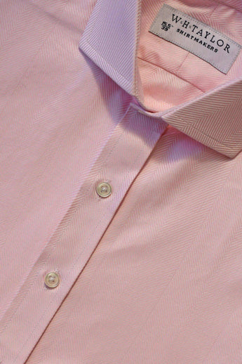 W.H Taylor shirtmakers Pink Large Herringbone Stripe Bespoke Shirt