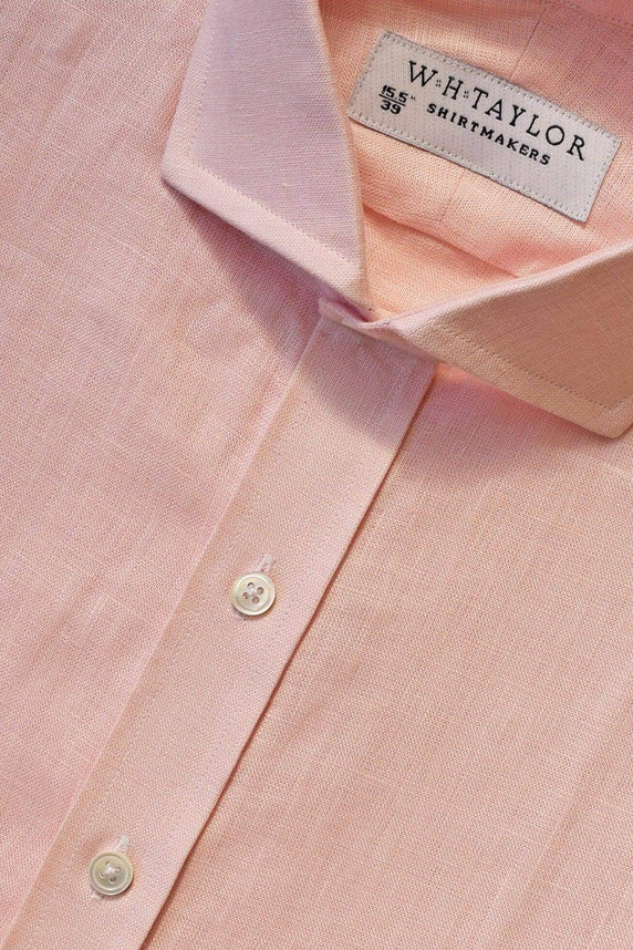 W.H Taylor shirtmakers Plain Pink Linen Bespoke Shirt