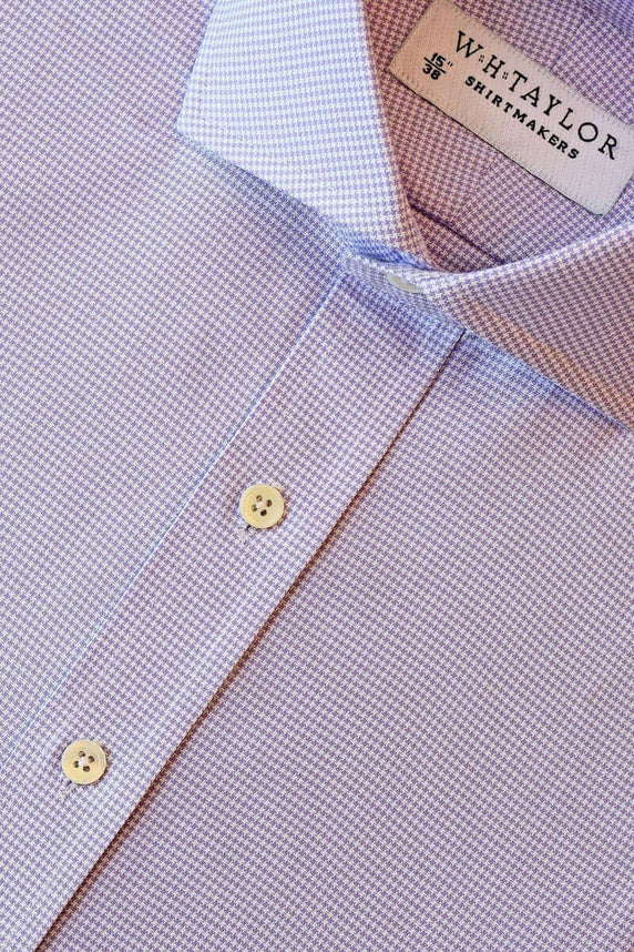 W.H Taylor shirtmakers Lilac Puppytooth Check Bespoke Shirt