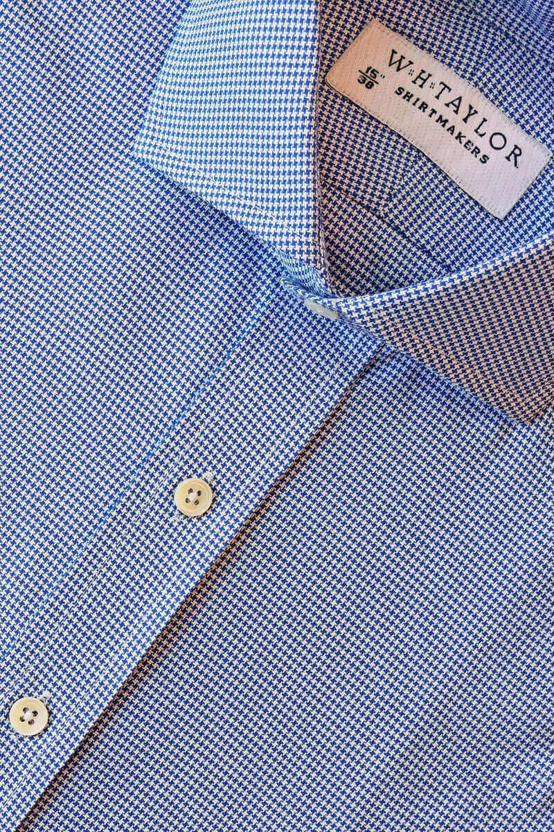 Navy Puppytooth Check Ladies Bespoke Shirt - whtshirtmakers.com