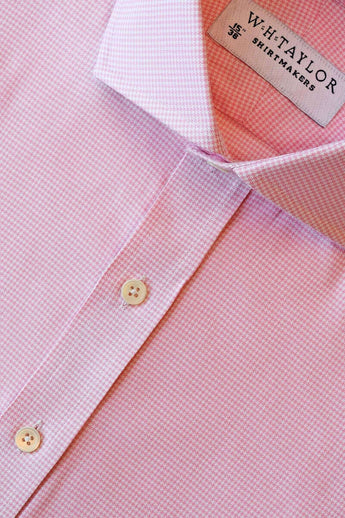 W.H Taylor shirtmakers Pink Puppytooth Check Bespoke Shirt