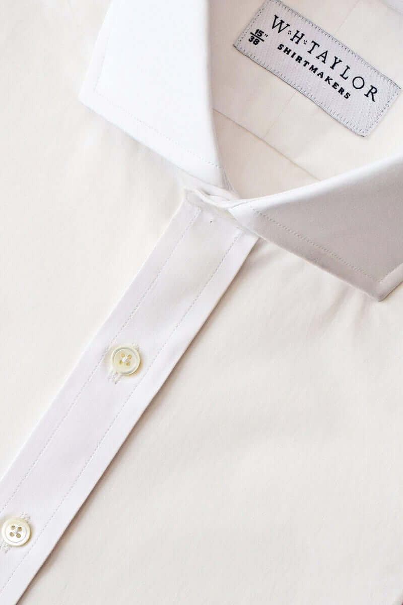 Plain White Cotton Poplin Men's Bespoke Shirt - whtshirtmakers.com