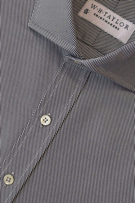 Black Lined Twill Cotton Men's Bespoke Shirt - whtshirtmakers.com