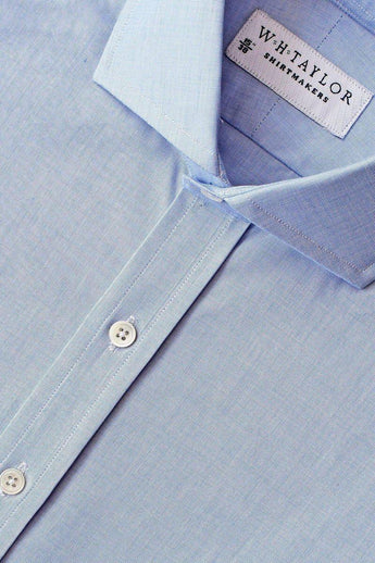 W.H Taylor shirtmakers Pack of Three Plain Blue End On End Bespoke Shirt