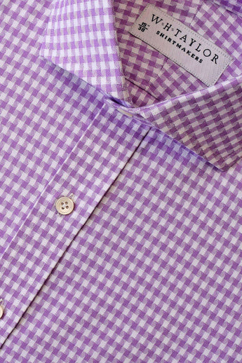 W.H Taylor shirtmakers Lilac Houndstooth Check Bespoke Shirt