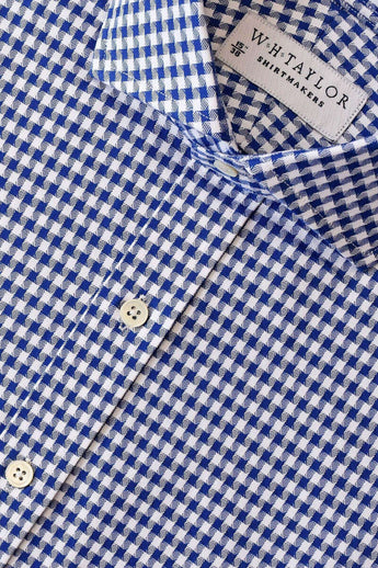 W.H Taylor shirtmakers Navy Houndstooth Check Bespoke Shirt
