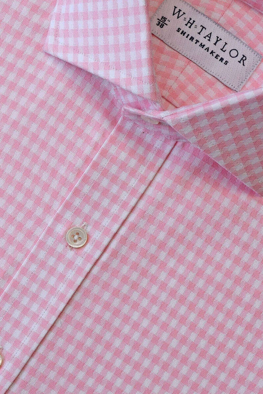 Pink Houndstooth Check Men's Bespoke Shirt - whtshirtmakers.com