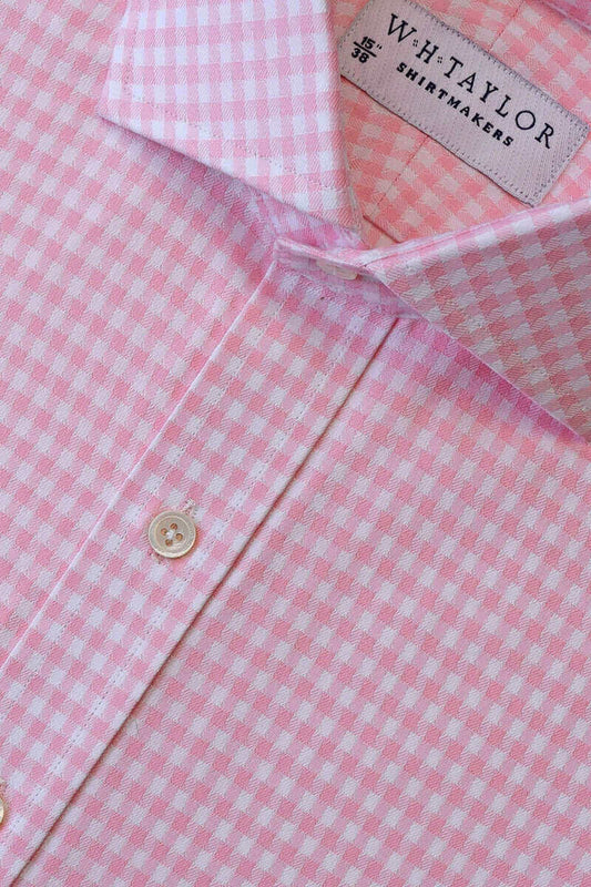 Pink Houndstooth Check Ladies Bespoke Shirt - whtshirtmakers.com