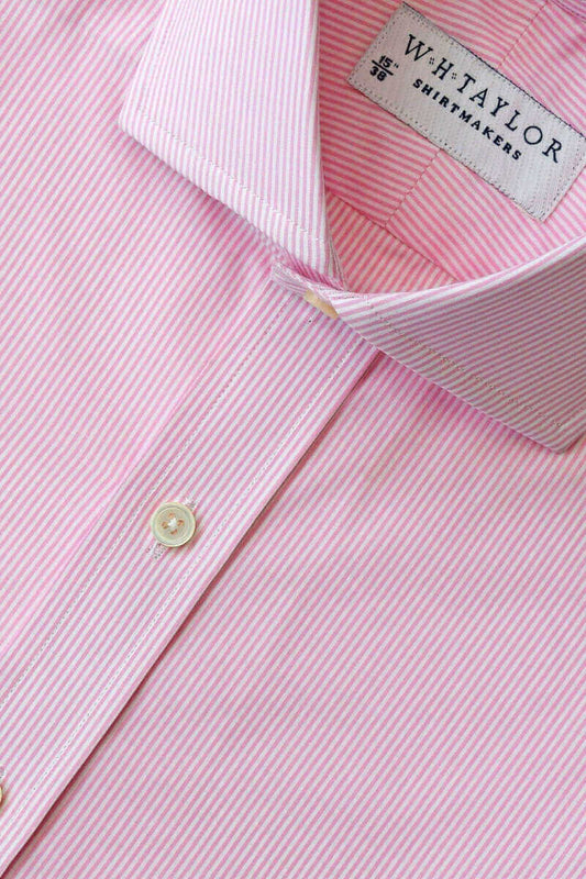 Pink Narrow Bengal Stripe 140's Superfine Ladies Bespoke Shirt - whtshirtmakers.com