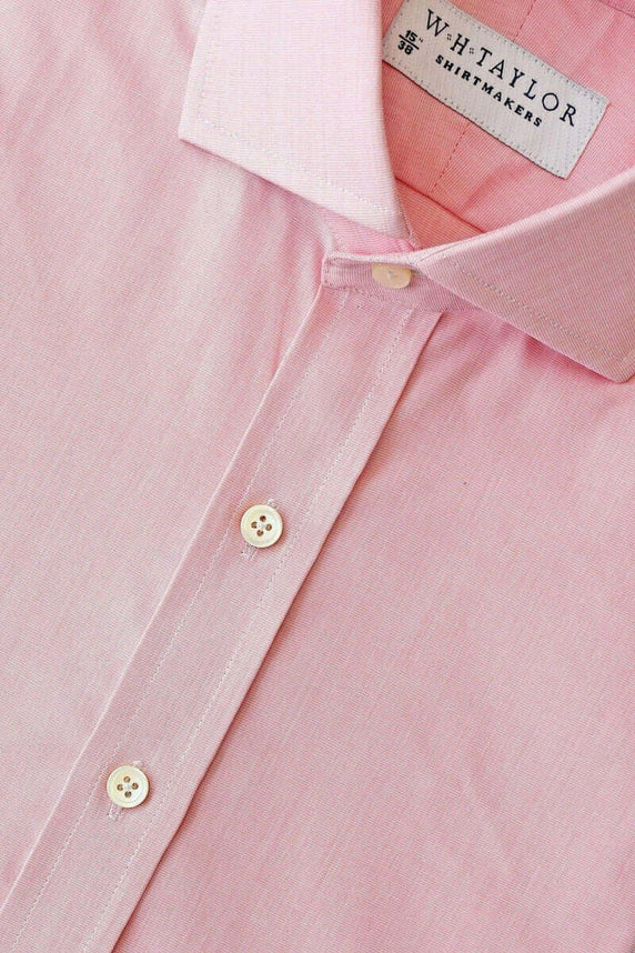 W.H Taylor shirtmakers Plain Pink End On End 140's Superfine Bespoke Shirt