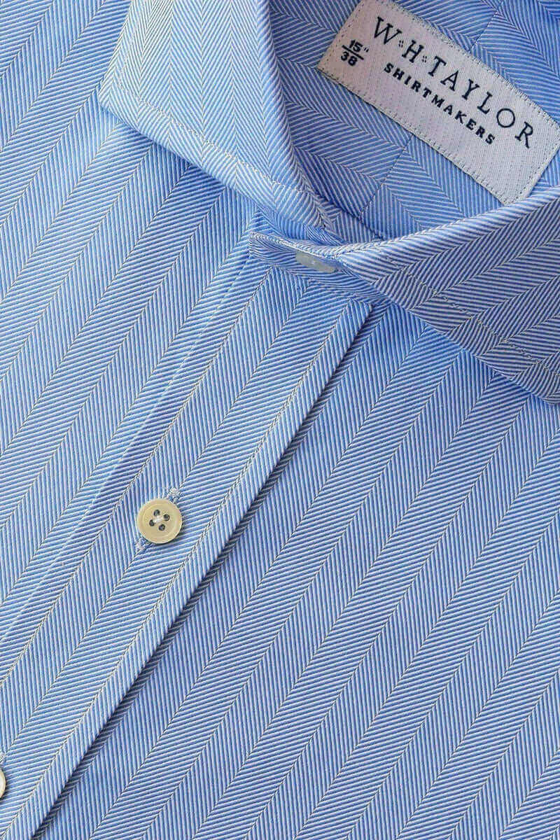 Blue Herringbone Stripe Ladies Bespoke Shirt - whtshirtmakers.com