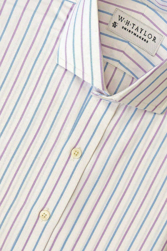 Blue Lilac Alternate Dress Stripe Oxford Ladies Bespoke Shirt - whtshirtmakers.com