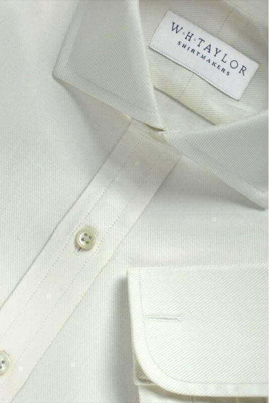 W.H Taylor shirtmakers Cream Lined Twill Cotton Bespoke Shirt