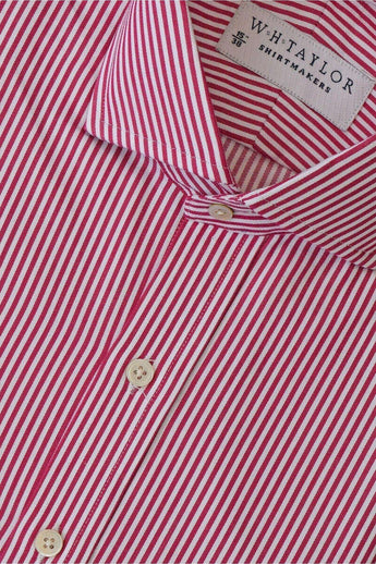 W.H Taylor shirtmakers Fuschia Bengal Stripe Twill Bespoke Shirt