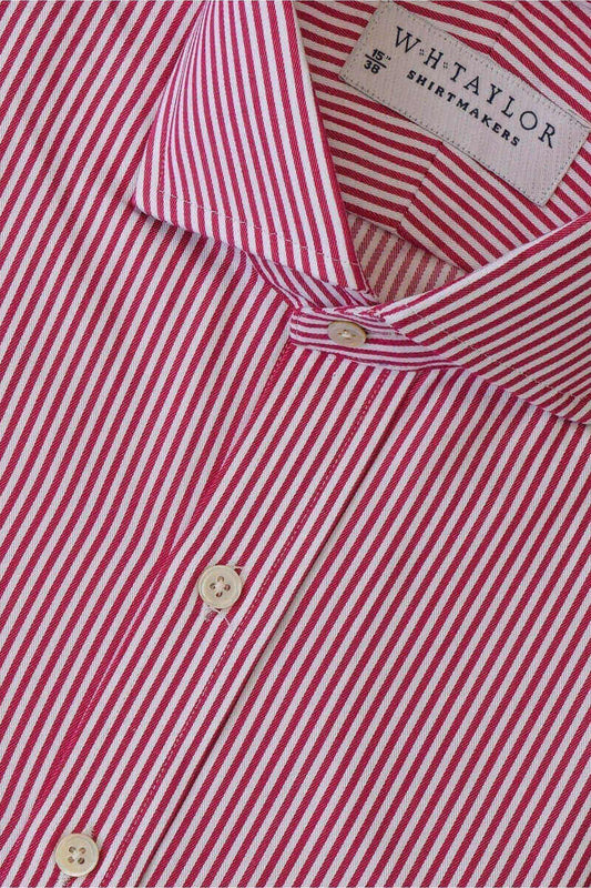 Fuschia Bengal Stripe Twill Ladies Bespoke Shirt - whtshirtmakers.com
