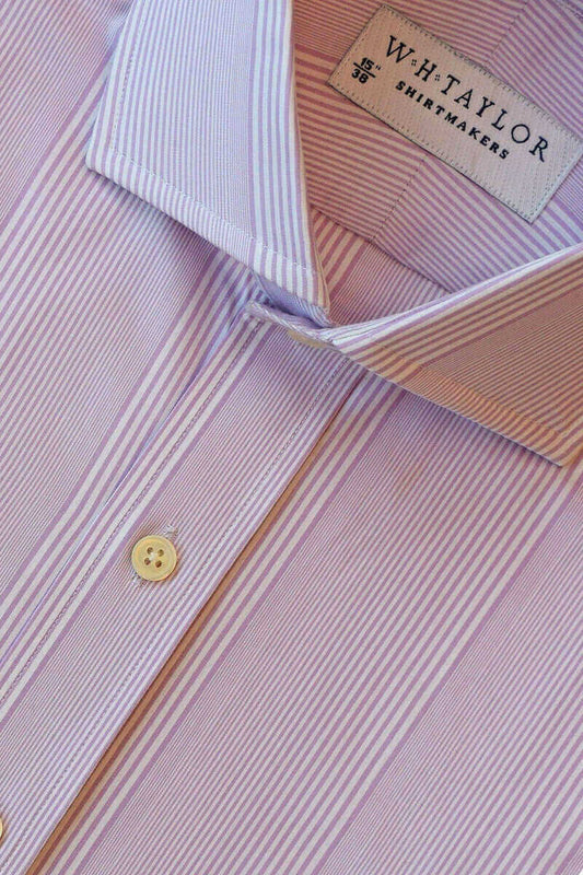 Lilac Bar code Stripe Poplin Ladies Bespoke Shirt - whtshirtmakers.com