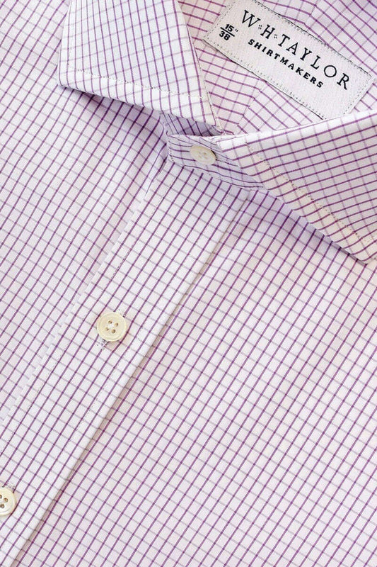 Lilac Graph Check Poplin Men's Bespoke Shirt - whtshirtmakers.com