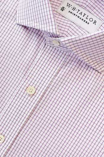 W.H Taylor shirtmakers Lilac Graph Check Poplin Bespoke Shirt