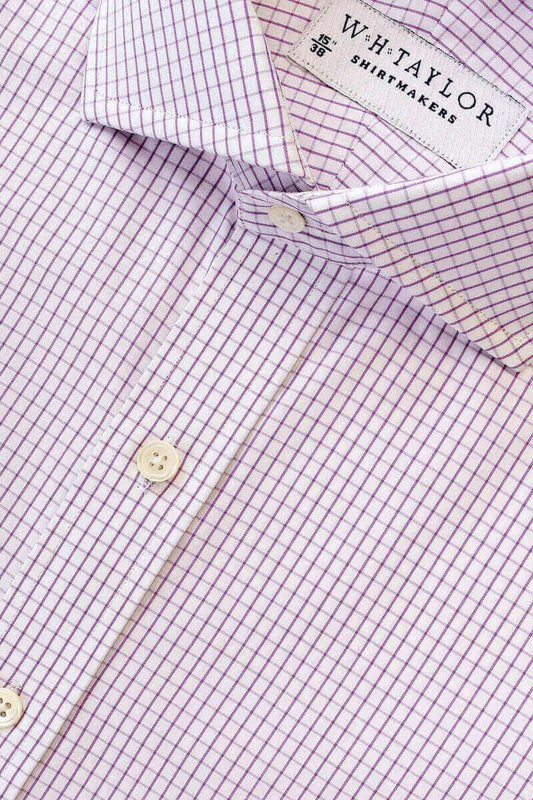 Lilac Graph Check Poplin Ladies Bespoke Shirt - whtshirtmakers.com